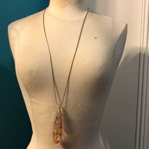 Long gold crystal necklace